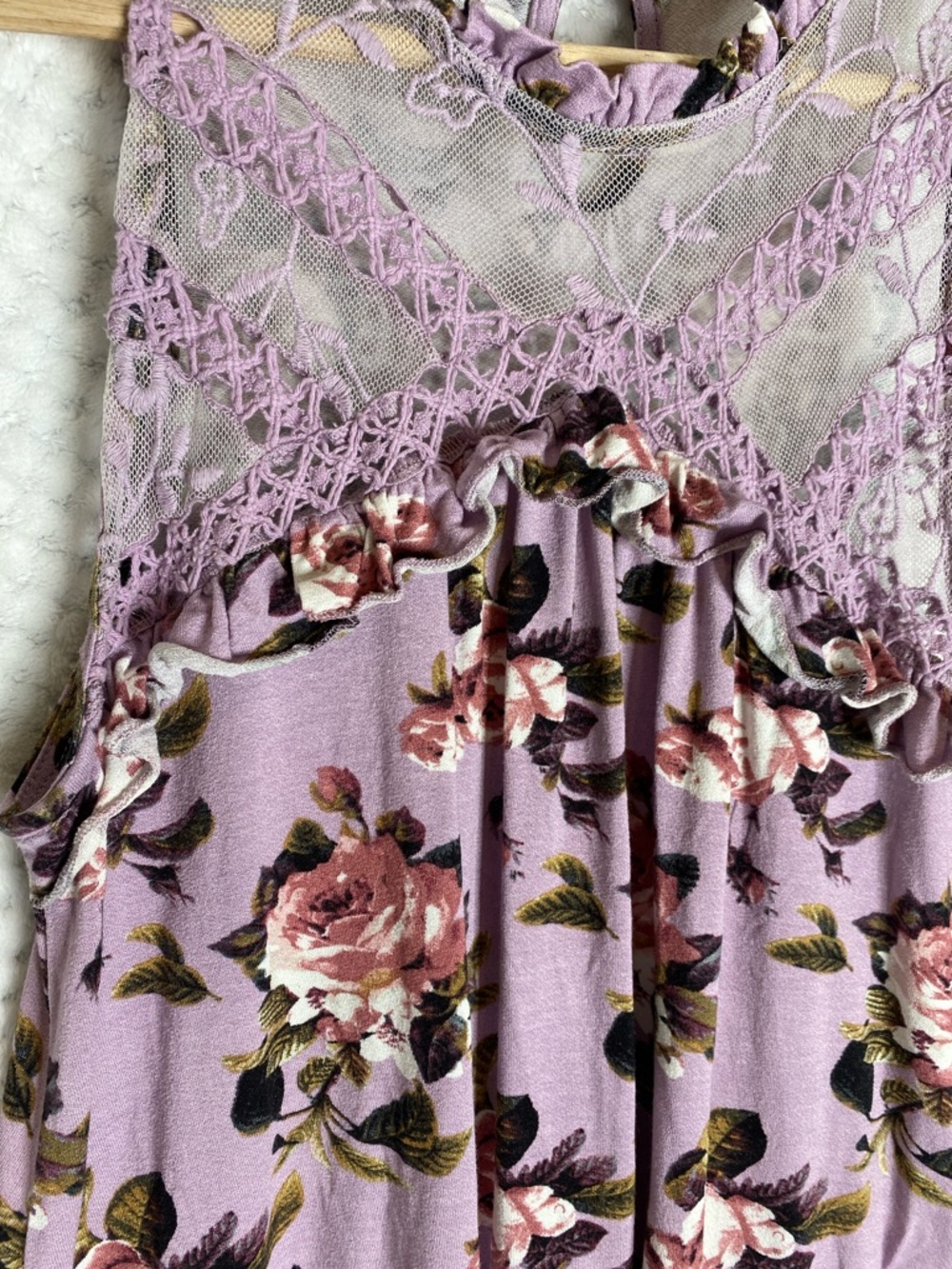 Altar'd State Lavender Floral Lace Yoke Tank Top - Picture 2 of 5